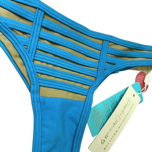 Beach Bunny Women's Hard Summer Skimpy Thong Bikini Bottom Tango Blue Size Large - Picture 2 of 7